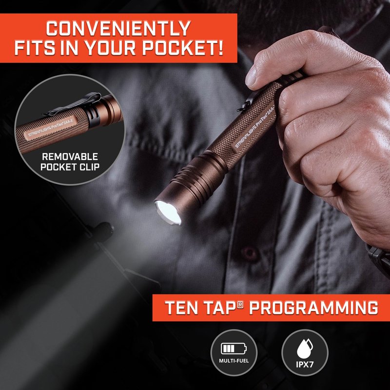 Streamlight 88072 ProTac 2AA-X 270-Lumen Multi-Fuel Personal Carry Tactical Flashlight with Alkaline Batteries, Coyote