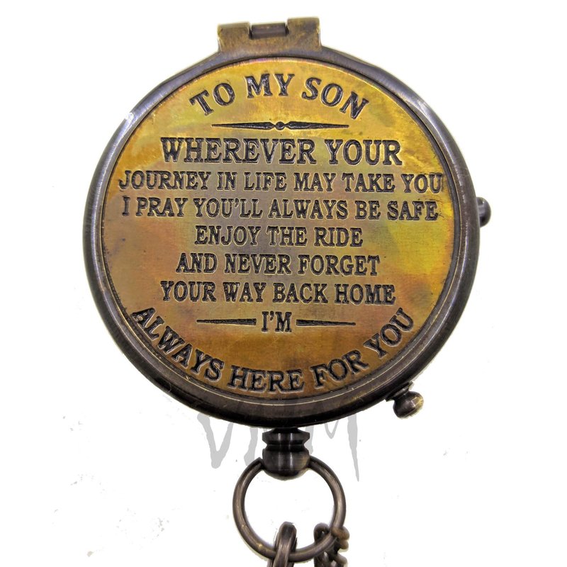 Brass Engraved Compass Gift to My Son/Nautical Gift for Son from Dad/Gift to Son from Mom A Perfect and Unique Gift with Leather Case