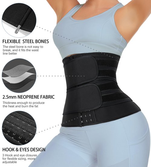 TELALEO Neoprene Waist Trainer for Women - Slimming Body Shaper - 2 Hot Waist Trimmer Cincher Sweat Belt - Tummy Control Corset Girdle XX-Large/03
