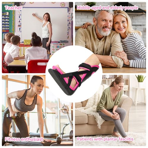 honarry Plantar Fasciitis Night Splint, Adjustable Foot Brace for Pain Relief, Achilles Tendonitis Night Splint Women(Black Shell and Pink lining S)