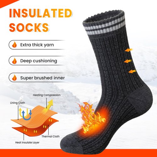 Velice Winter Warm Thermal Socks for Women Extra Thick Insulated Heated Crew Boot Socks for Cold Weather 5 Pairs(Pink/Dark Grey/Black/Grey/White)