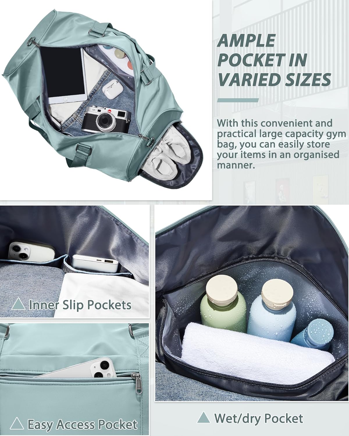 Skiennix Women's Gym Bag - Stylish Travel Duffel Tote for Weekend Getaways | Spacious & Durable