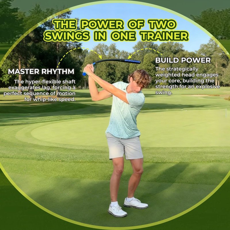 Cusprtm Golf Swing Trainer Aid for Power & Driving Distance | Flexible Weighted Golf Training Aid Improves Balance, Strength, Tempo, Rhythm & Lag | Pro-Grip Golf Warmup Practice Stick (Blue)