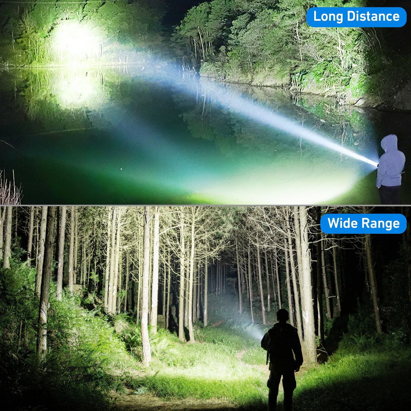 Flashlight Rechargeable 99,000 High Lumen, 2 Pack Super Bright Rechargeable Flashlights for Home, 15H Long Life LED Flash Light with 5 Light Modes, IPX7 Waterproof for Outdoor, Camping, Hiking