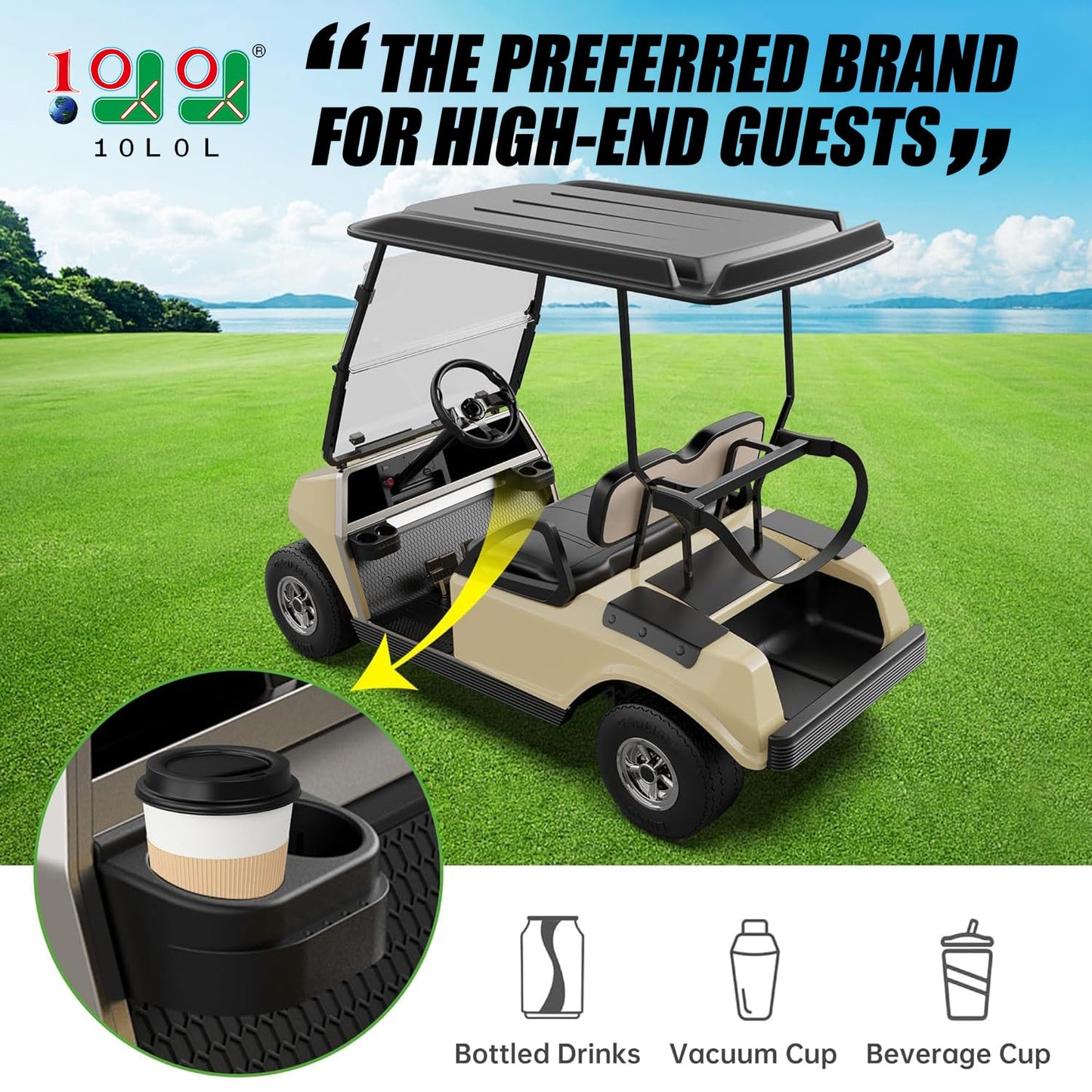 10L0L Golf Cart Cup Holder Drink Holderfor Club Car DS 1993-Up 1016811 101708301 (2 Pack