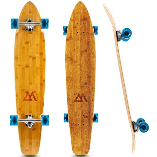Magneto Kicktail Cruiser Longboard Skateboard - Adult Skate for Commuting & Carving - Smooth 78A Wheels for Cruiser Skateboard - Bamboo Longboard Construction with Maple Core - 44" x 9", Blue