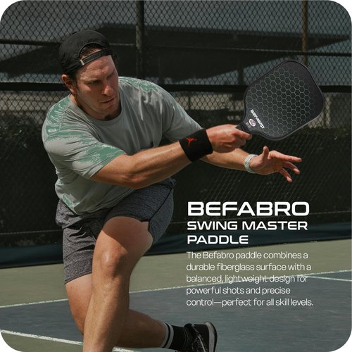 BeFabro Pickleball Paddles Set of 2 | USAP Approved Fiber Glass Pickleball Rackets with Spin Surface, Pro Power & Honeycomb Core - 4 Pickleballs, 2 Paddle Covers, Grip Tape & Bag for Pro & Beginner