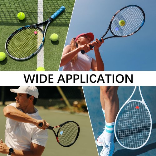 YELARXI Tennis Racket Vibration Dampener Soft Silicone Racket Shock Absorber, Fit for Tennis Racquet String - Heart Shaped (Light Green/Green/Sky Blue/Navy Blue, 4Pcs)