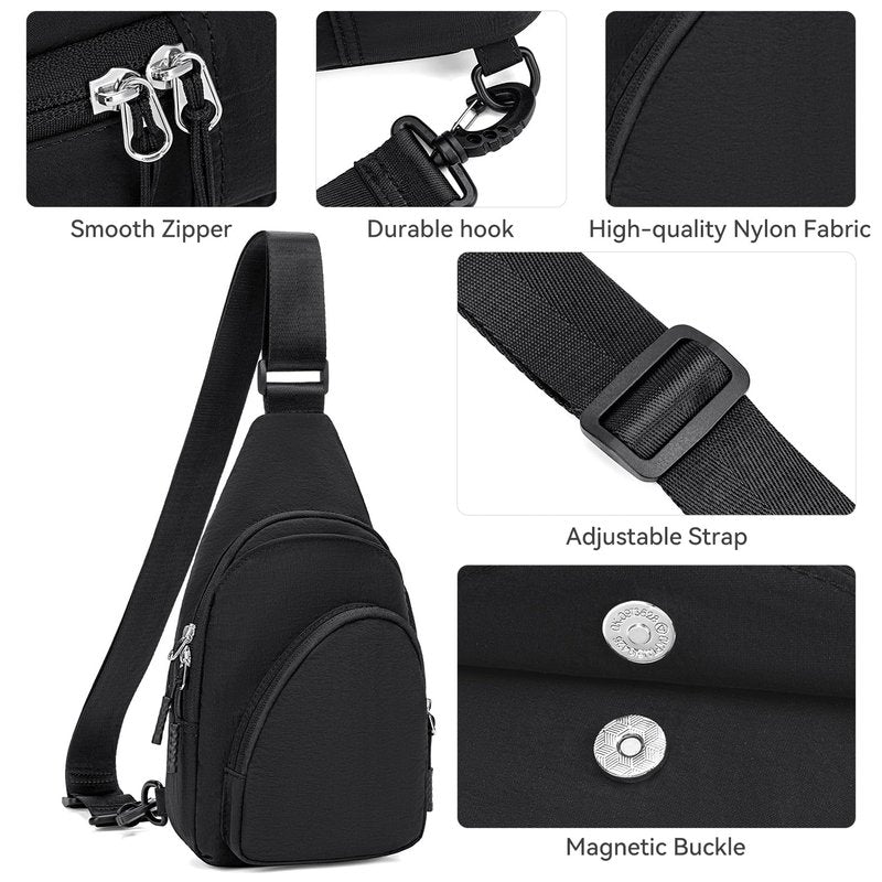 Peacocktion Small Sling Bag for Women Nylon Lightweight Crossbody Sling for Travel Casual Daily