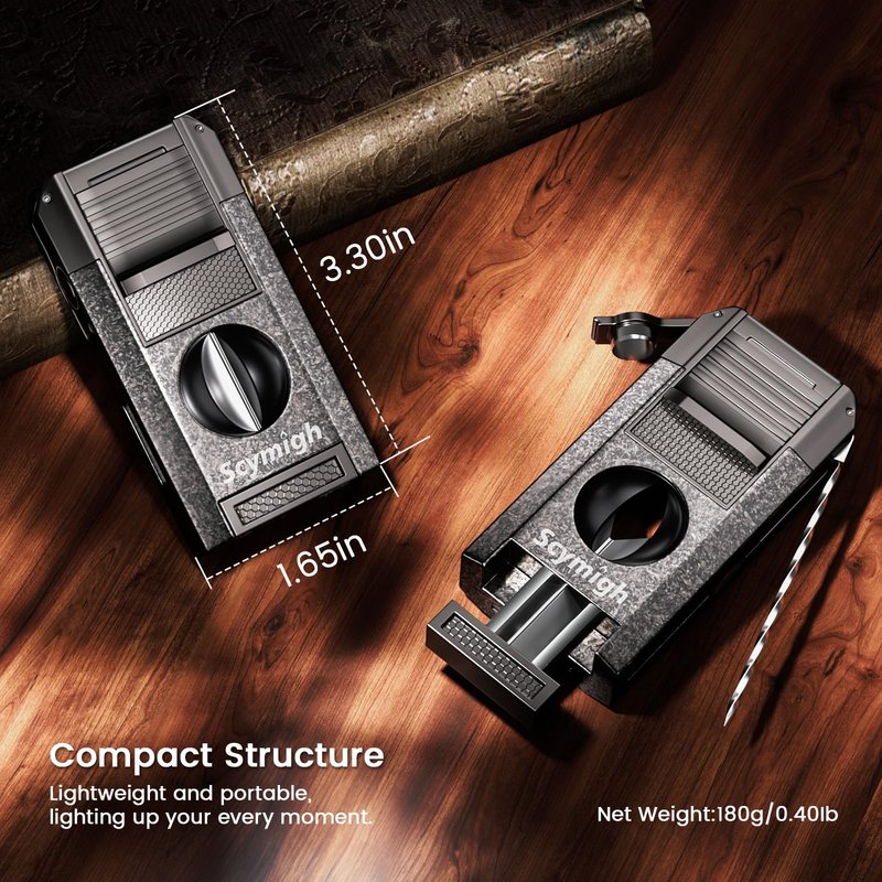 5-in-1 Torch Lighter with Cutter, Punch and Draw Enhancer Tool, Dual Jet Windproof Flame Butane Lighter, Refillable Gift Set for Men, Candle, Outdoor and Travel
