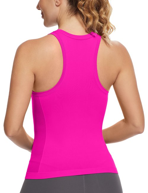 MathCat Workout Tops for Women Racerback Tank Tops Seamless Running Tank Tops Muscle Tank Sleeveless Gym Tops Yoga Athletic Shirts Hot Pink