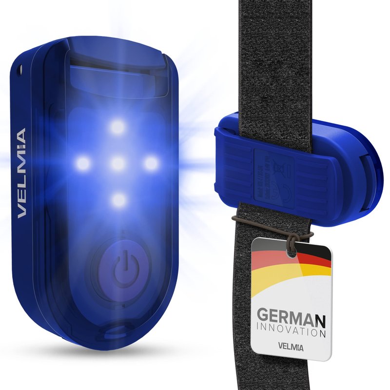 VELMIA Running Light for Runners (2 Pack) for Maximum Safety Through Visibility I Clip On Strobe & Reflective Gear - Dogs, Walking, Bike Taillight, Stroller