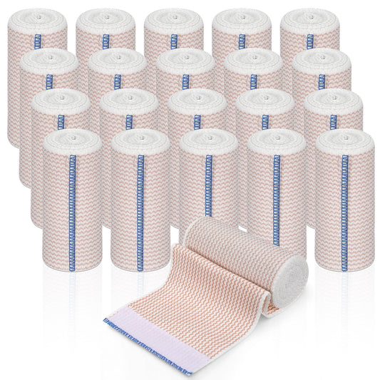 20 Pack Elastic Bandage Wrap, 4 Inch Athletic Stretchable Compression Bandage with Self Closure on Both Ends for Wrists, Legs, Elbow, Knee, Shoulders Wraps