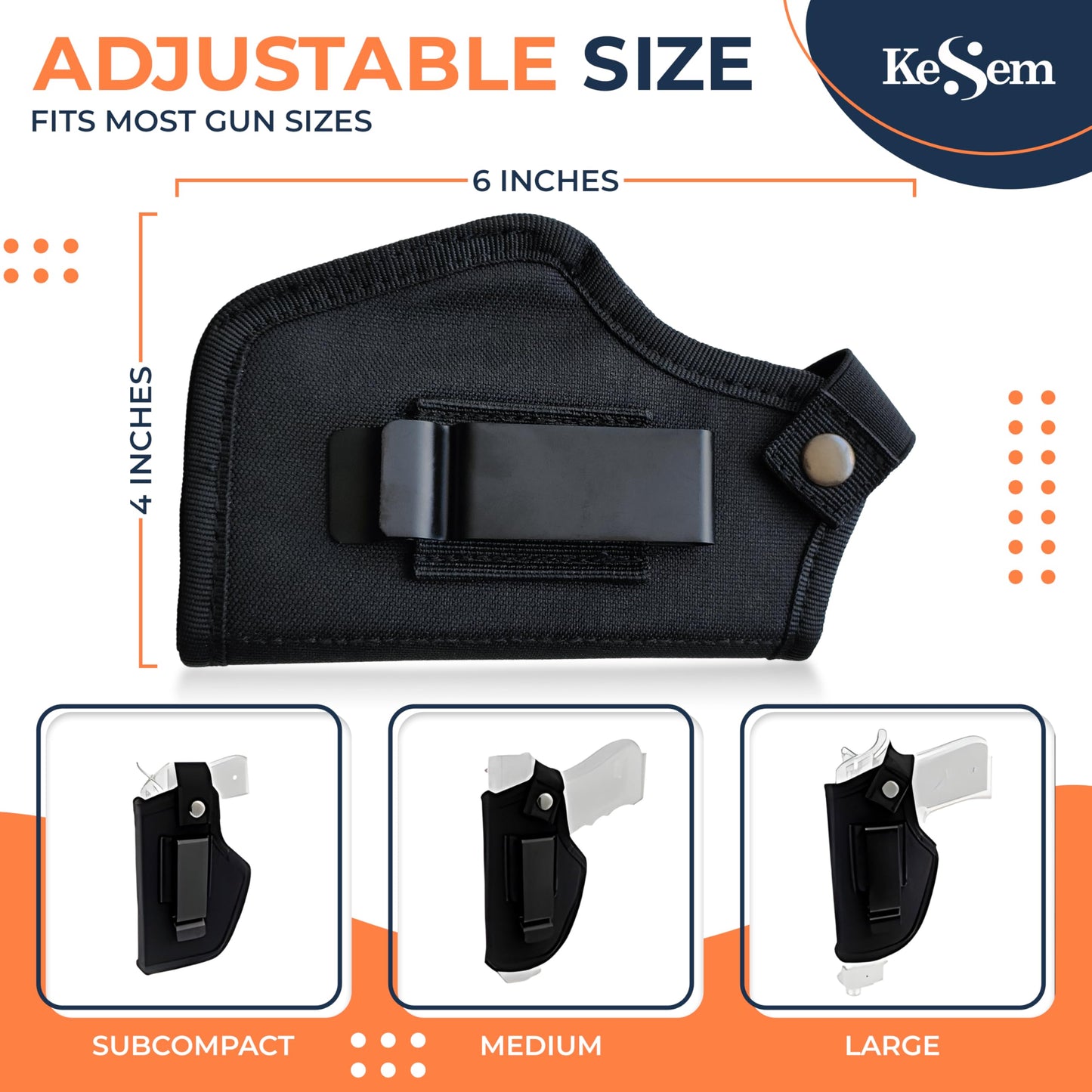 Universal Gun Holster for Men & Women, Concealed Carry Belt Holster for Pistols Right/Left Hand Draw, IWB/OWB 9mm for Glock, M&P Shield Fits Most Handgun Brands