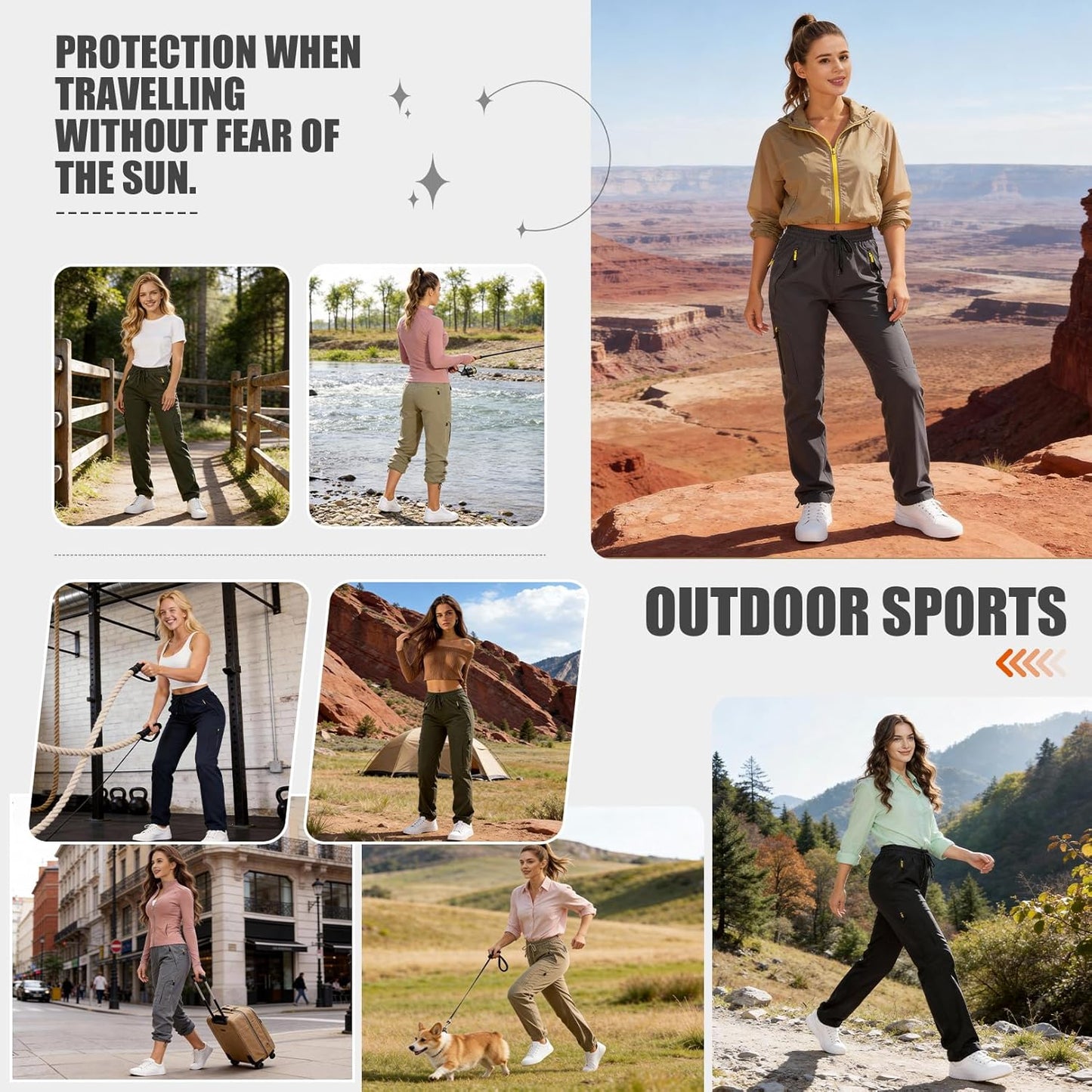 Skiennix Women's Hiking Pants - Quick Dry, UPF 50, Lightweight Travel & Golf Cargo Pants with Zipper Pockets