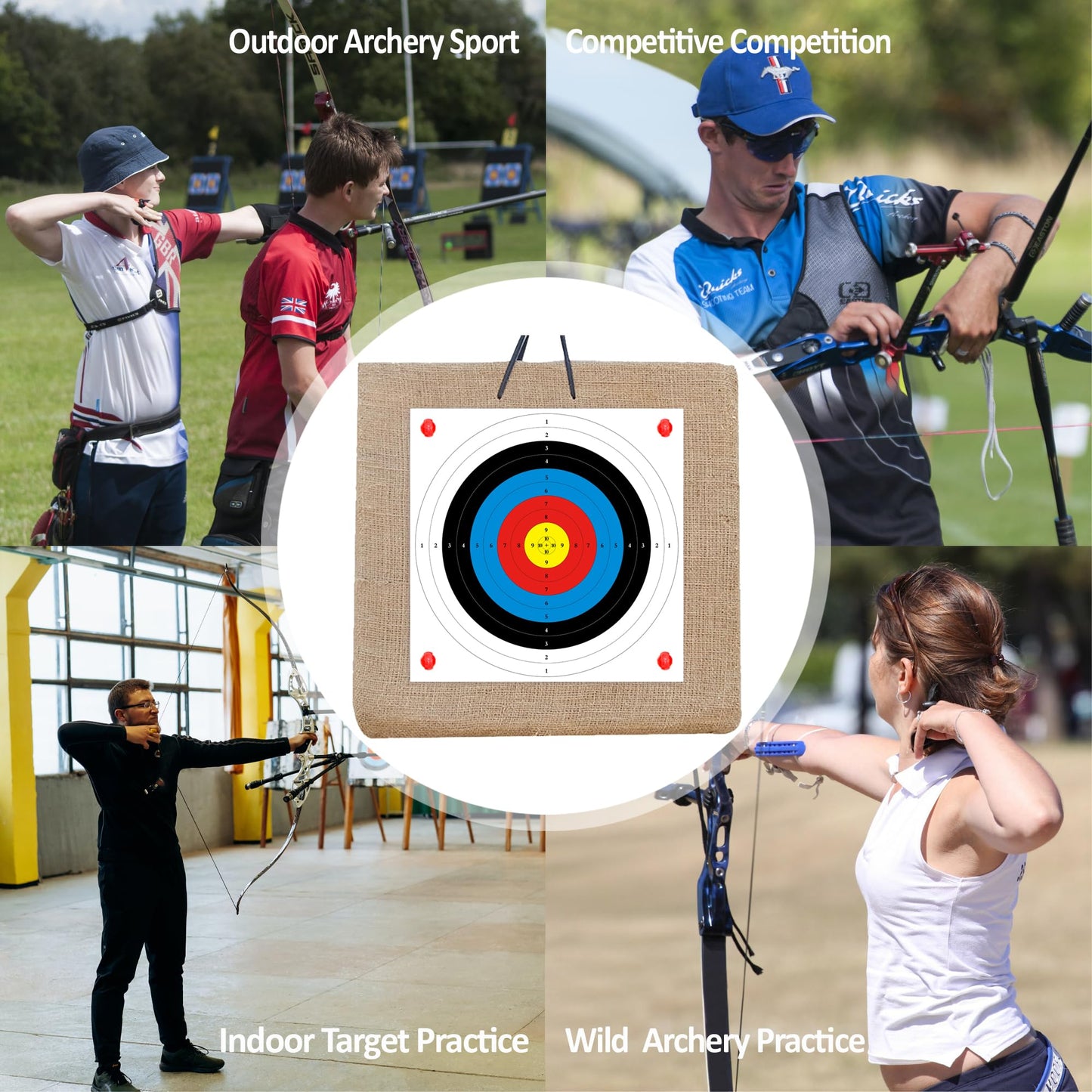 MOLFUJ Archery Targets Paper, 20pcs/50pcs Bow and Arrow Targets for Hunting Backyard, Archery Target Practice Accessories(10 Rings,16x16in)