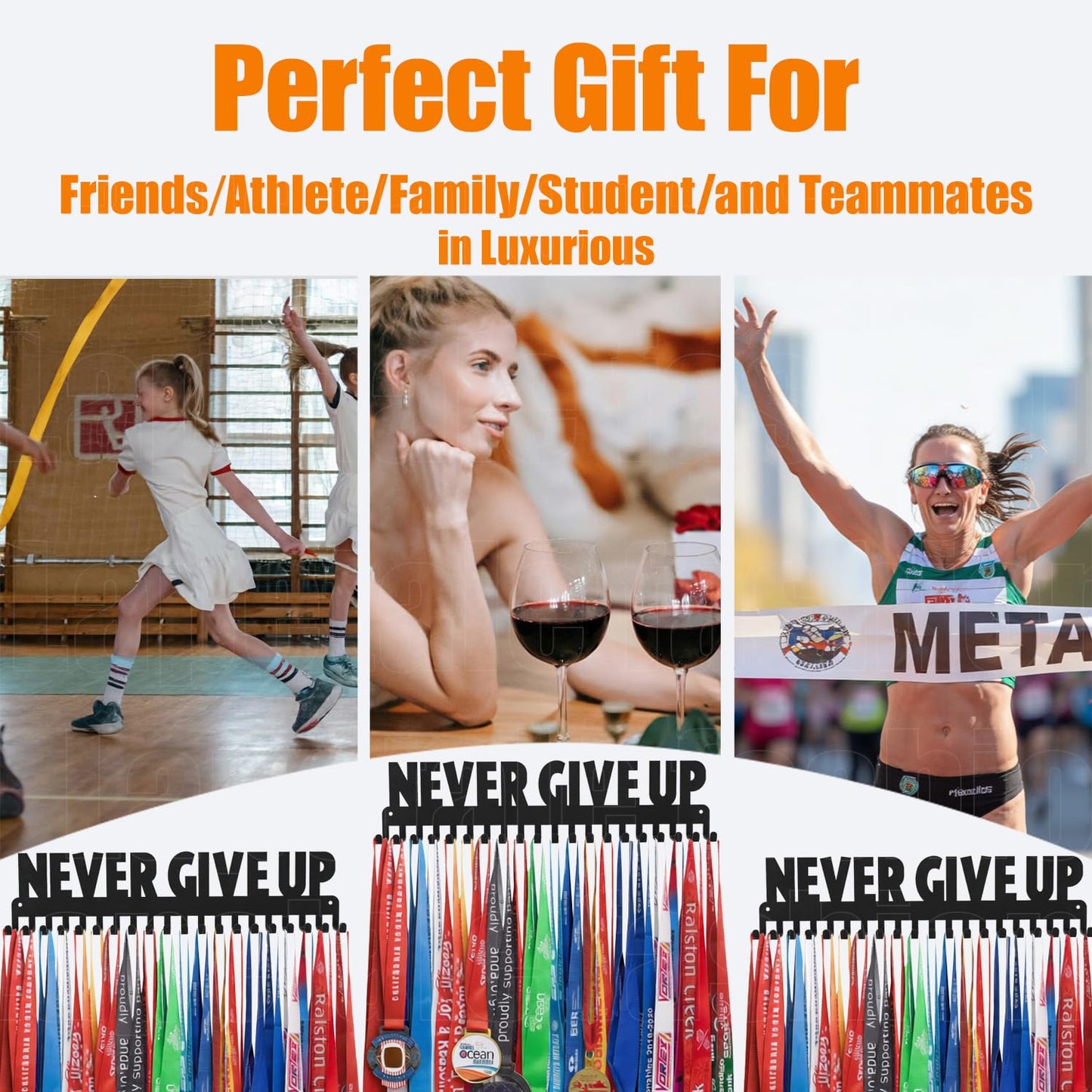 Lapetale Fashion Medal Hanger Holder Display Rack Award Ribbon Organizer for Race,Running,Soccer,Gymnastic,Wrestling,Upgraded Hooks Easy Install Easy to Use Common Slogans Normal Font