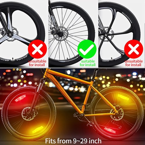 Bike Wheel Lights Rechargeable 2pcs, Bike Spoke Light Weatherproof, Adults Kids Bicycle Lights for Wheels 7-Color Variable, Motion Sensor,Fit of Bicycle (2)