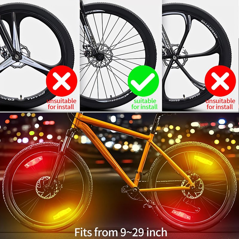 Bike Wheel Lights Rechargeable 2pcs, Bike Spoke Light Weatherproof, Adults Kids Bicycle Lights for Wheels 7-Color Variable, Motion Sensor,Fit of Bicycle (2)