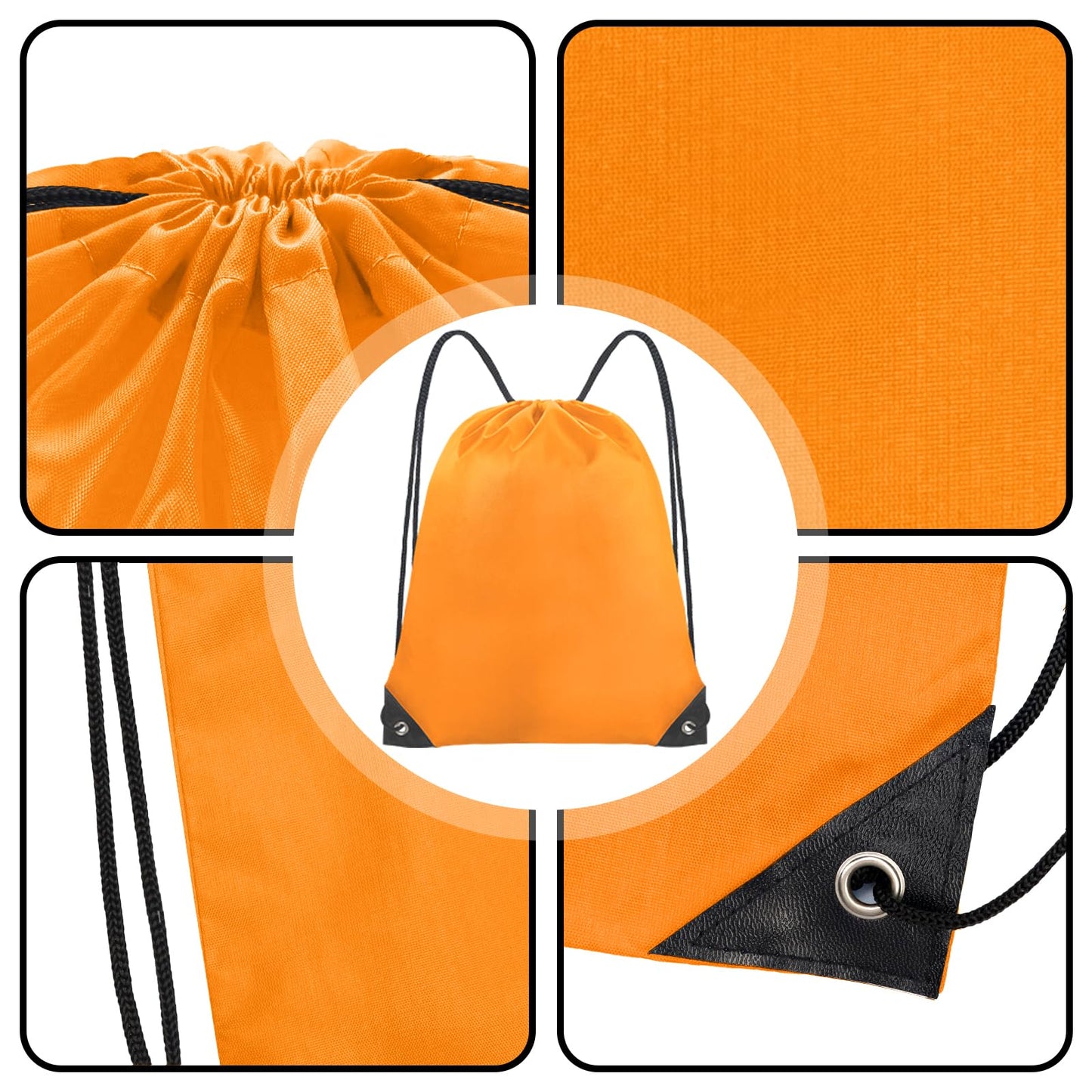 Grneric Drawstring Backpack Bulk 42 Pcs String Backpack Drawstring Bags Cinch Bag Sackpack for Men Women Gym (Orange)