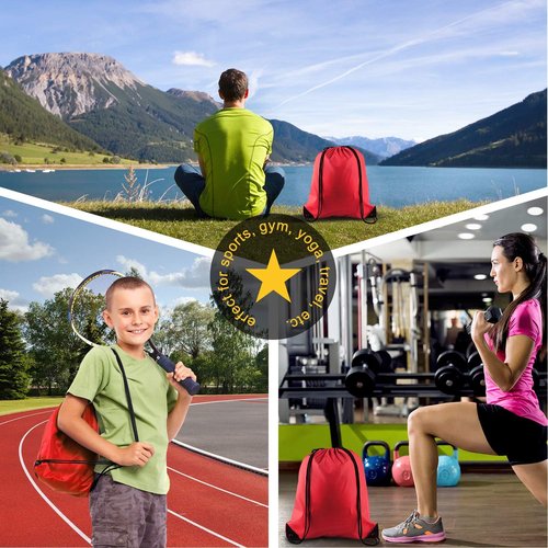 KUUQA Drawstring Backpack Bags - 2-Pack Red Storage Sacks for Easy Carrying and Organization