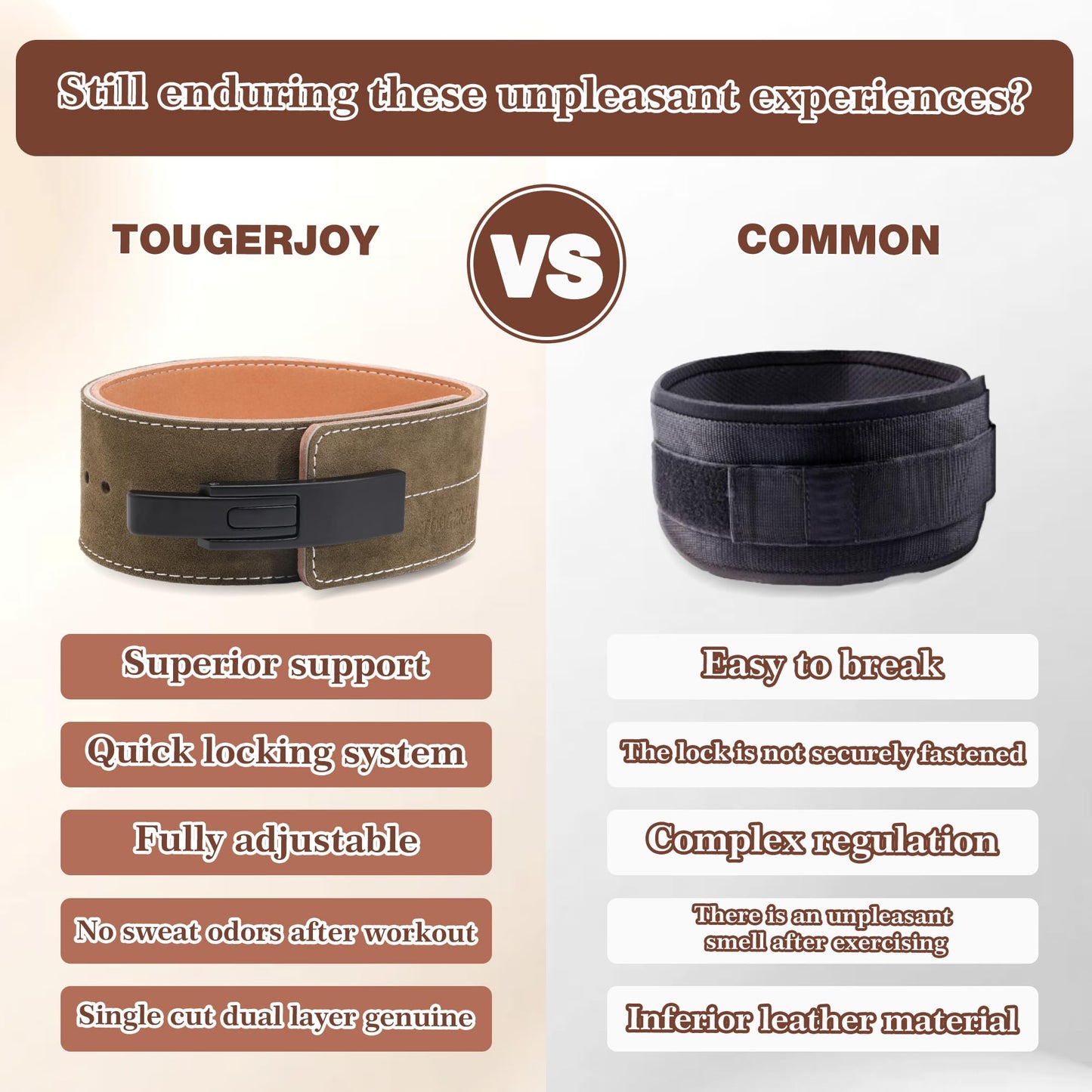 TOUGERJOY 10MM Weight Power Lifting Leather Lever Pro Belt Gym Training Black-Weightlifting Belt for Men and Women – Support Back and Core During Heavy Powerlifting Deadlifts and Squats