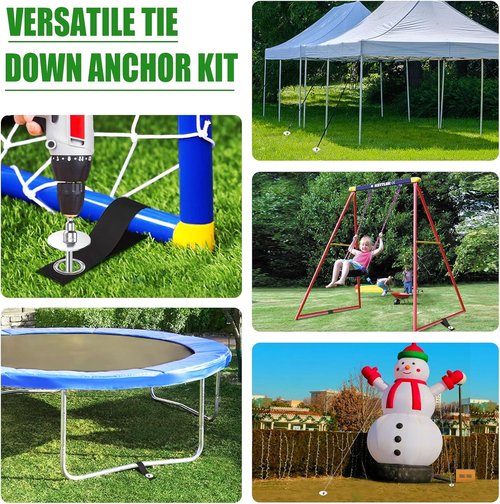 Eurmax USA Ground Anchors - Heavy Duty Trampoline Stakes with Bonus Strong Belts | Set of 4 Silver
