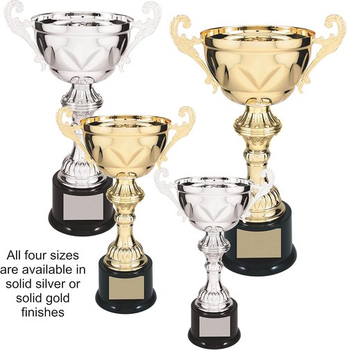 Decade Awards Metal Cup Trophy - Engraved Corporate Love Award | Gold or Silver (10-14.5 Inch) - Customize Today