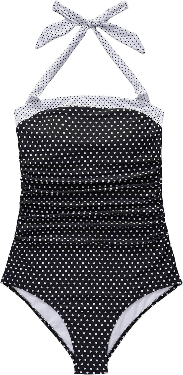 SUUKSESS One Piece Swimsuit - Sexy Tummy Control Halter Design | Retro Bathing Suit for Women