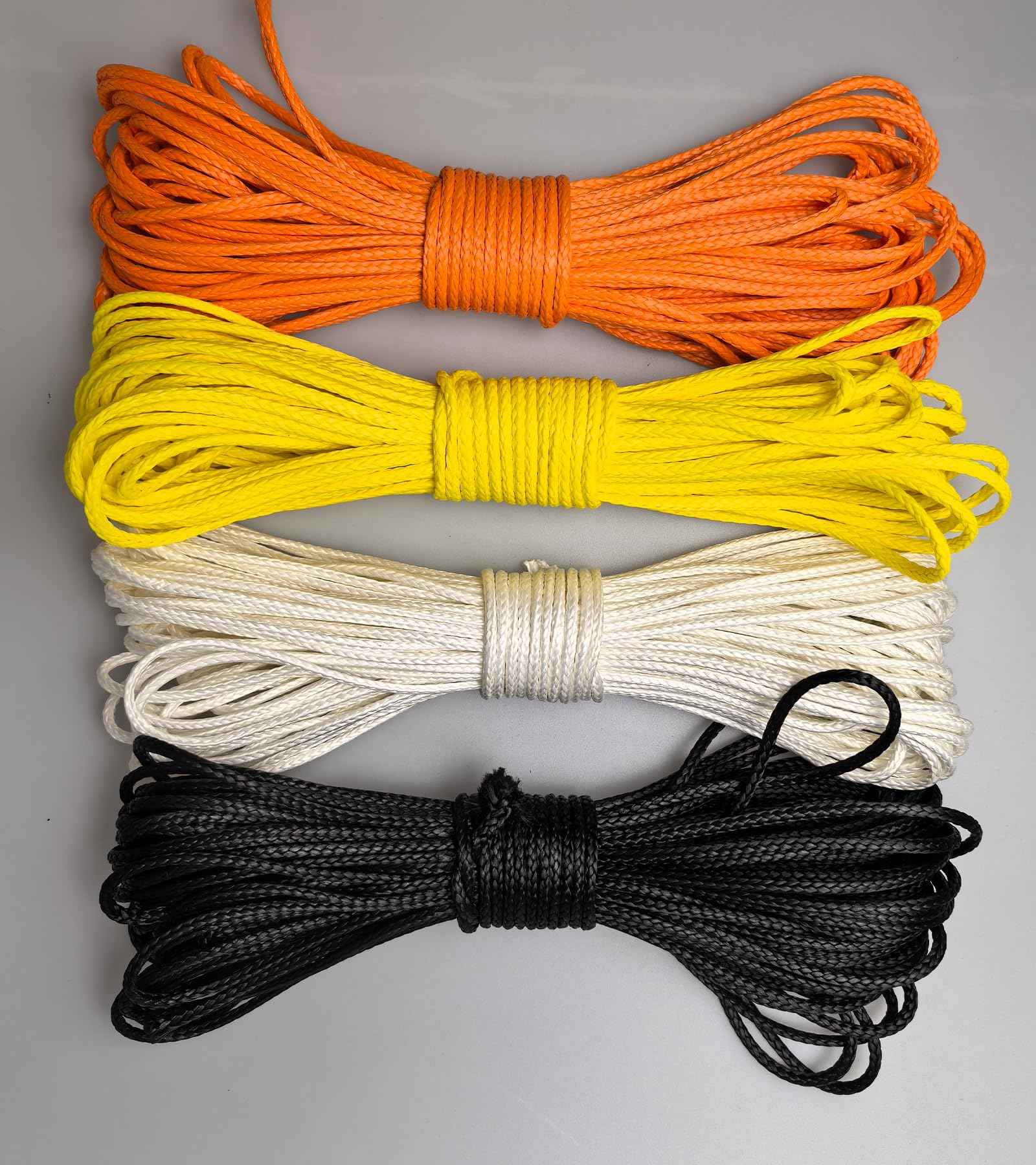 12 Strand Braided Dyneema Rope -3mm 700kg Fracture Strain - Suitable for Tents, Kiteboarding, and Other 65 feet (Black)