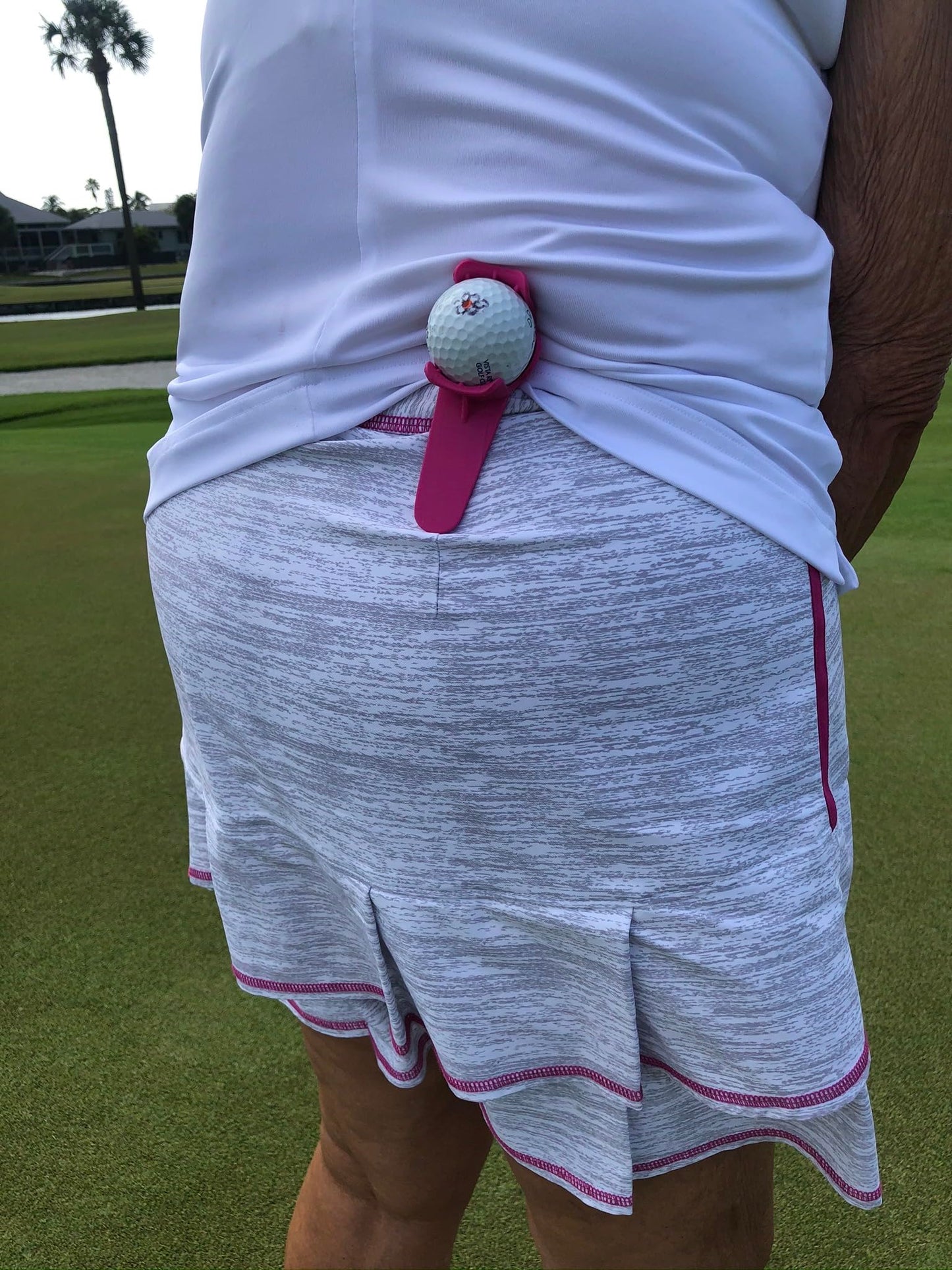 BALL POP Golf Ball Holder & Ball Marker for Waistband, Skirt, and Belt - Unique Fun Golf Accessory Gift for Men, Women, & Kids | Pink