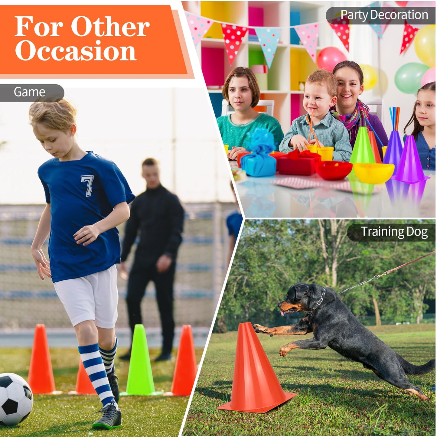 PXZBLG 12pcs 7 Inch Soccer Cones, Plastic Traffic Training Cones for Basketball Football Skating Drills Practice, 6 Colors