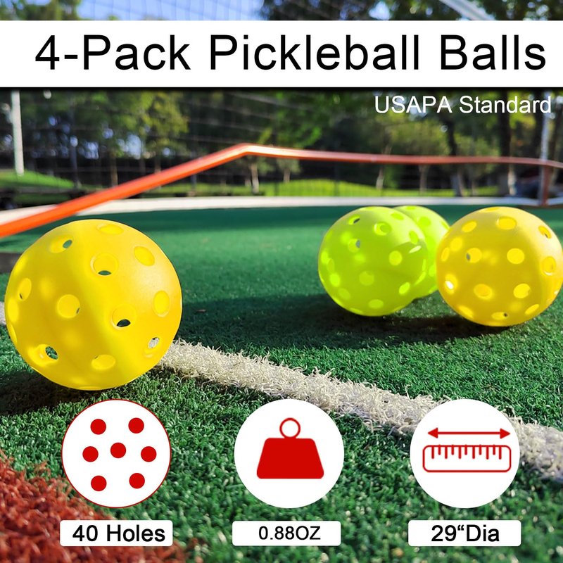 Zdgao Pickleball Net for Driveway with 4 Pickle Balls, 22FT Pickleball Net Regulation Size with Carrying Bag and Weather Resistance Strong Steel Frame