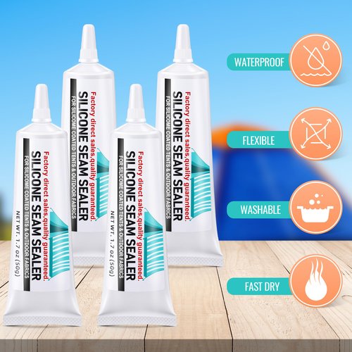 AmazingSpark 4 Pcs Tent Seam Sealer Waterproof Fast Dry Clear Sealant for Tents, Tarps, Awnings