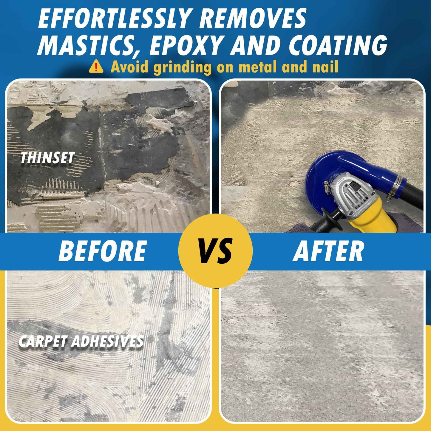 5" PCD Grinding Wheel for Epoxy, Glue, Mastic and Paint, 5 Crushed Chip PCD Segments, 5/8"-11 Threaded Arbor