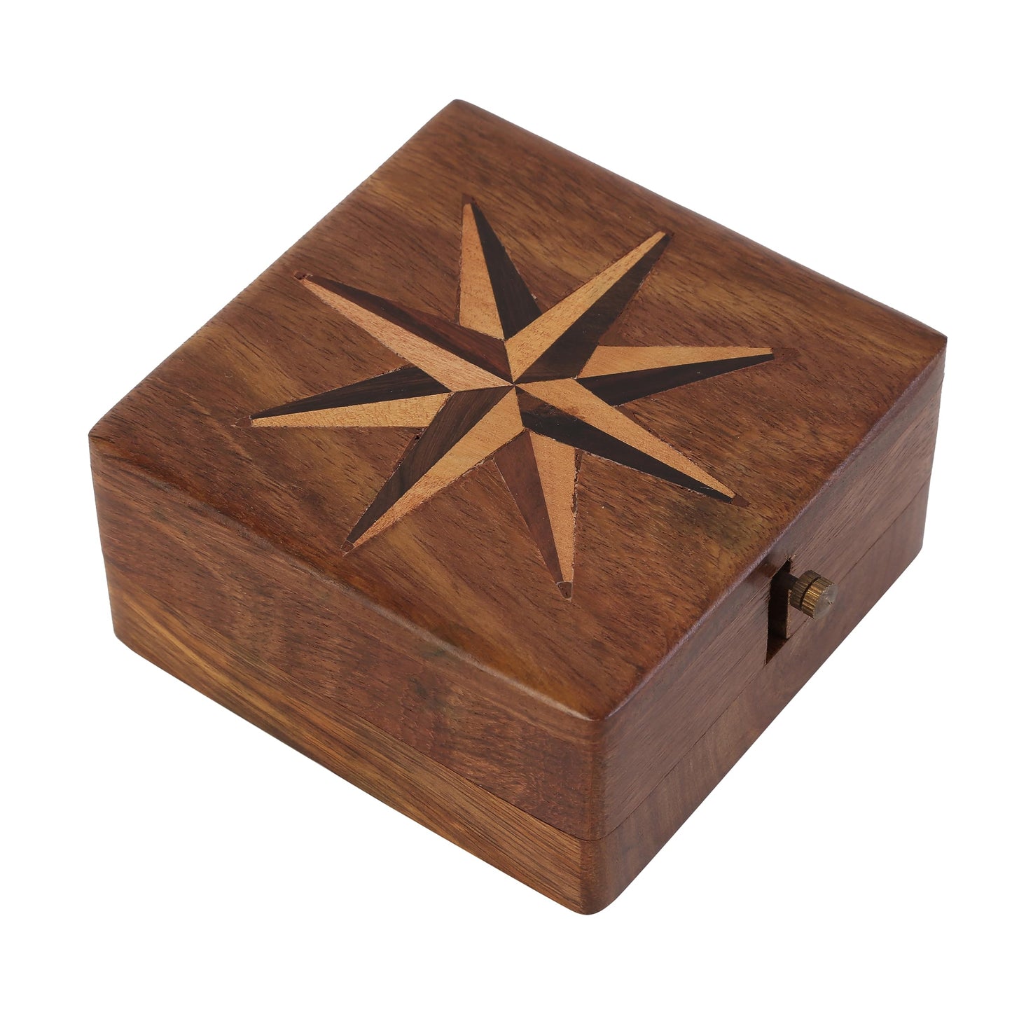 JUNZALINAUTIC Handmade Authentic Clock Compass in Rose Wood Box.