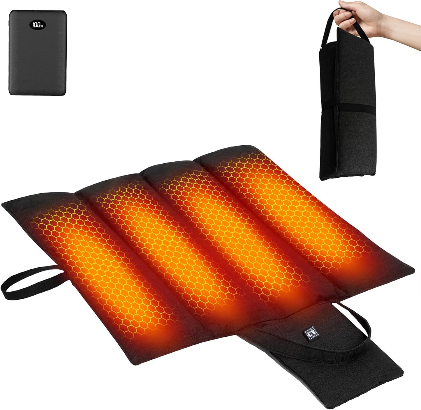 Skiennix 10000mAh Heated Seat Cushion - Portable USB Rechargeable Heating Pad for Office & Stadium Use