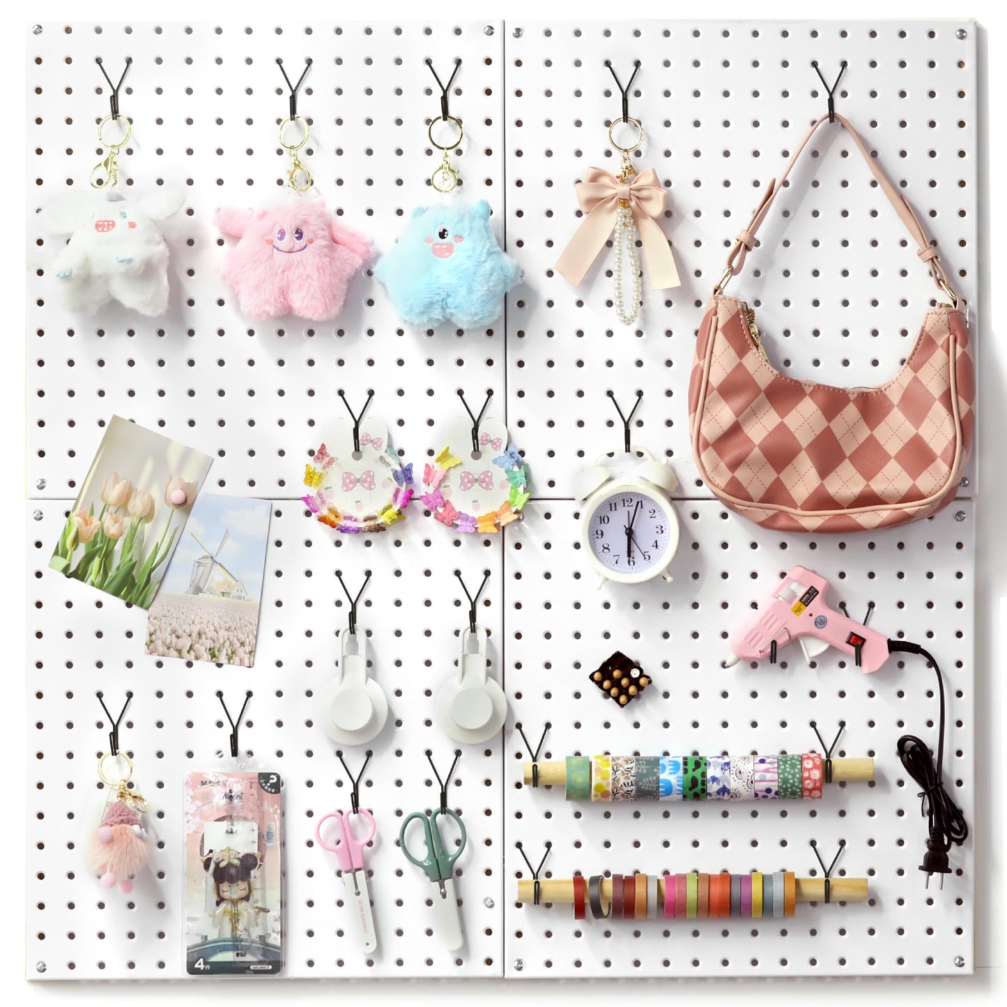 HUHOLE Pegboard Hooks, L-Hook, 1 Inch Black Hooks 40 Pack, Ideal Display Pegs for Hanging Jewelry, Necklaces, Keys, Retail Items, Small Tools, Will Not Fall Out, Fits 1/8” 3/16” Peg Boards