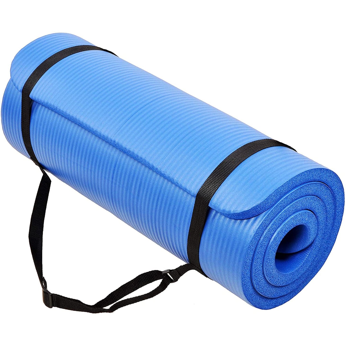 Yoga Mat 1-Inch Extra Thick High-Density Exercise Mat with Non-Slip Surface & Carry Strap for Men & Women Tear-Resistant Pilates Workout Mat for Home Gym, Floor Fitness, Aqua