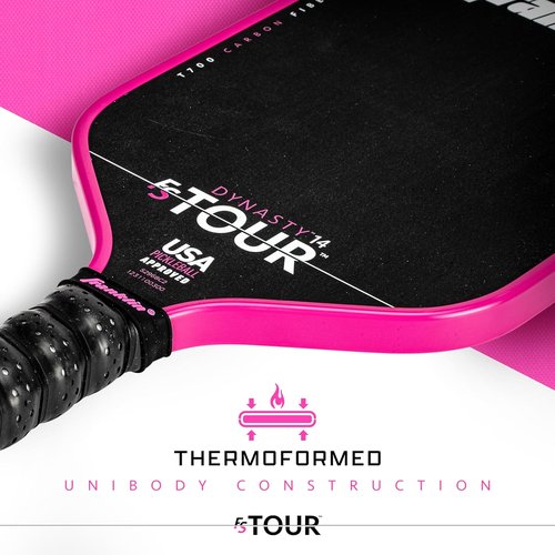Franklin Sports Pro Pickleball Paddles - Tour Series Raw Carbon Fiber T700 - USA Approved | Unibody Design - Gray, Blue & Pink