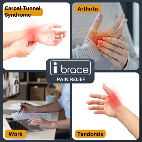i BRACE Partial Zone Compression Wrist Sleeve for Carpal Tunnel with thumb support, Reversible Splint for Typing, Gardening, Golf, Yoga, Tennis, Wrist Support Brace for Men & Women-PAIR (Small)