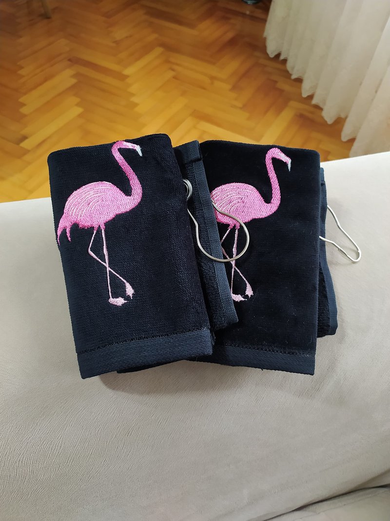 Pink Flamingo Golf Towel, Absorbent Water%100 Turkish Cotton Golf Towel for Golf Bags with Clip Golf Bag Towels Golf Accessories for Men Women, Great Gift for Golf Fan, 11X18 inch (2, Black)