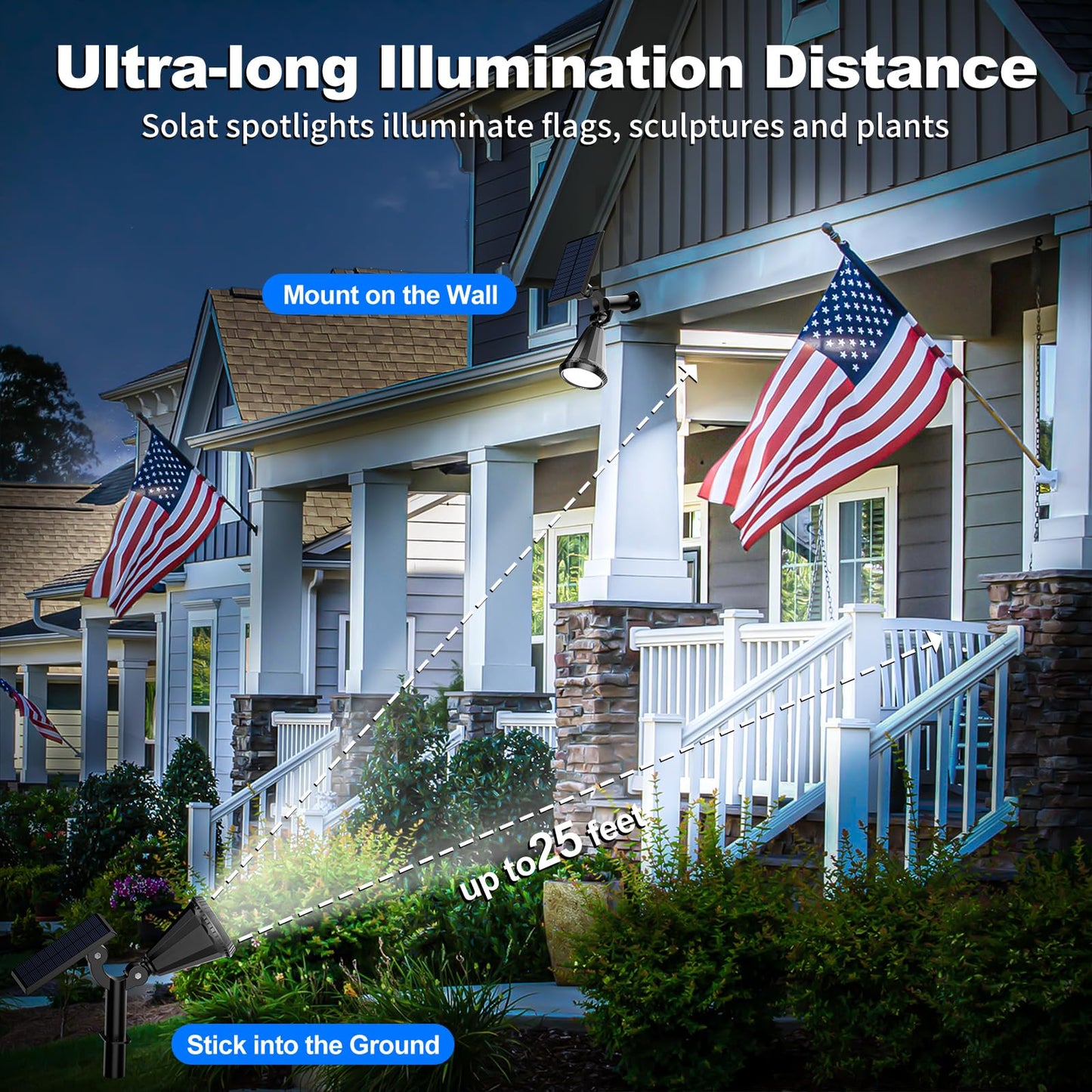 Katipeal Solar Spot Lights Outdoor, 4 Modes/8 Pack Solar Spotlights Waterproof, 180° Adjustable Powered Landscape Lights, Outdoor Solar Lights for Yard Garden Pathway Flag Tree Wall Statue Cool White