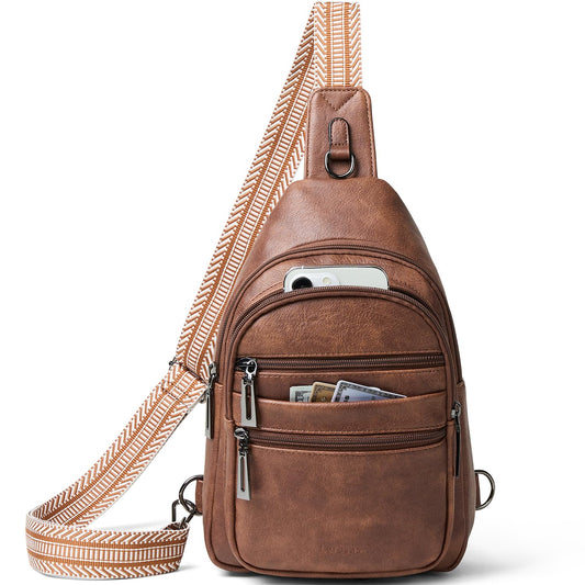 Leresas Sling Bag for Women Crossbody Bags Fanny Packs Over Shoulder Bag Sling Purse Backpack Vegan Leather Travel Handbag Purse Gifts Brown