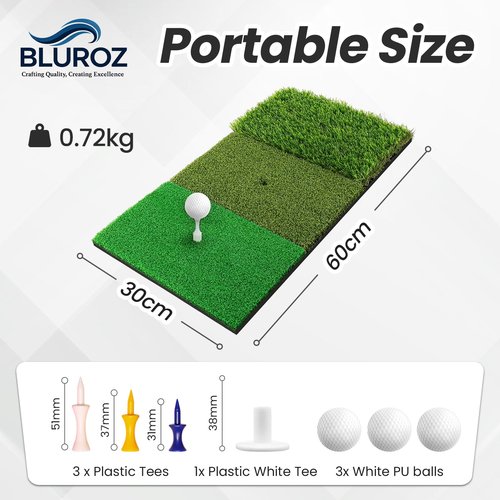 Bluroz Premium Golf Mats - Mini Golf Hitting Mats for Putting & Chipping - Indoor & Outdoor Golf Turf Mat