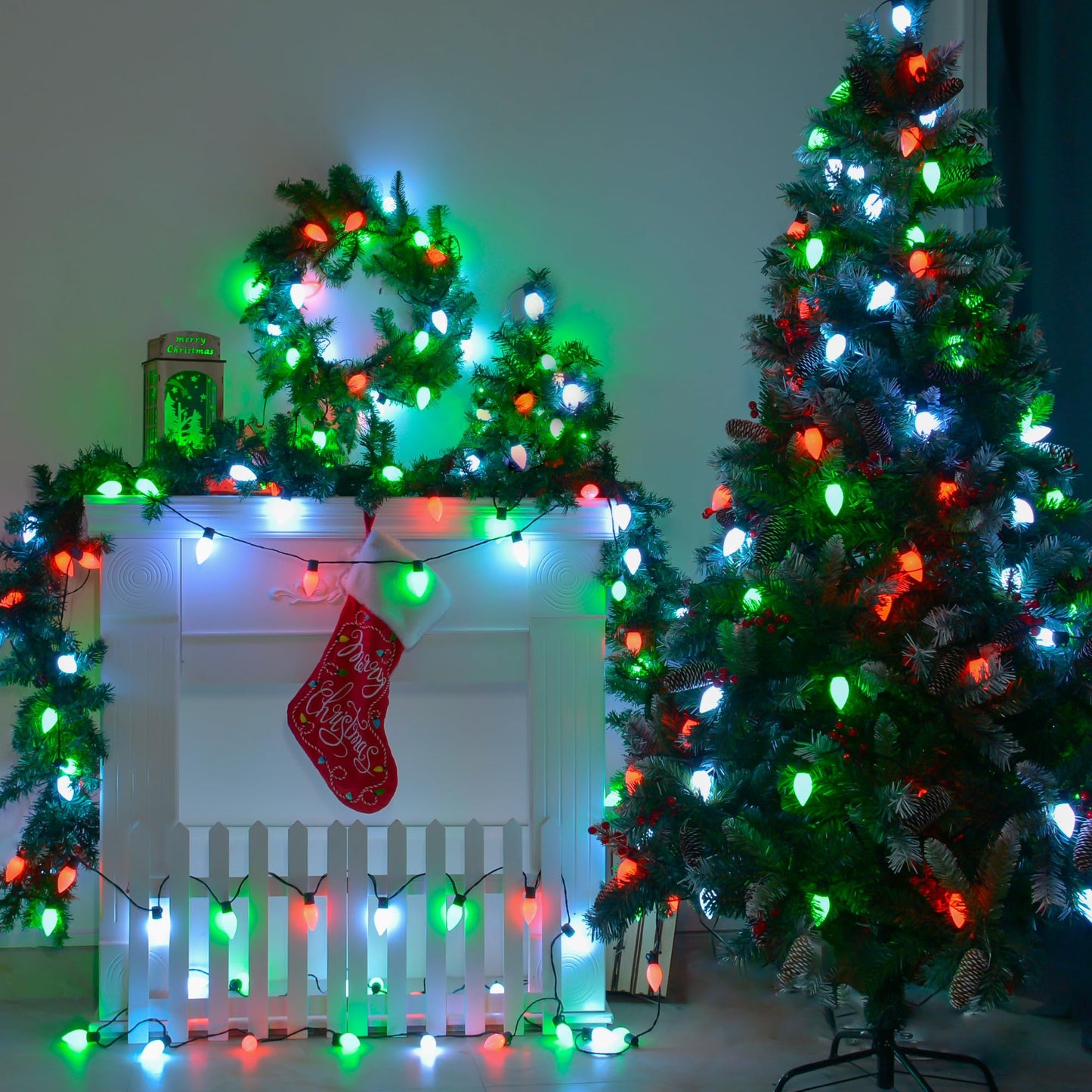 Probro Smart C9 RGB Christmas Lights, 66 FT 100 LEDs with APP, Music Sync, 105 Dynamic Modes, Waterproof Connectable String Lights for Outdoor Roofline, Xmas Tree, Holiday Party, Commercial Decor