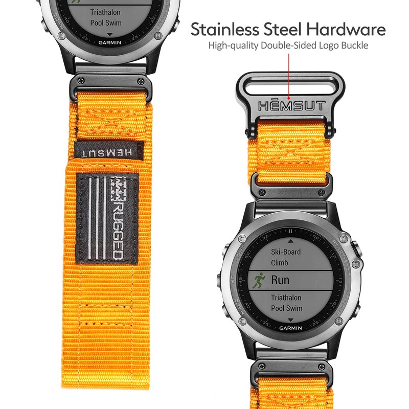 Nylon Sports Watch Band, 22mm Military Strap Compatible with Garmin Fenix 8 47mm /7/7 Pro/6/6 Pro/5/5 Plus/E 47mm, MARQ Athlete/Golfer/Driver/Captain/Adventurer/Commander, Instinct 2/Crossover/Tacical/Esports/Tide, D2 Delta S/Descent G1, Approach S60/62/S