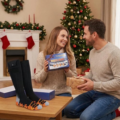 Heated Socks for Men & Women, Rechargeable Battery Powered, 4 Heat Settings Winter Socks,Washable Electric Foot Warmer and Leg Warmers for Winter, Hunting, Camping, Hiking, Fishing, Outdoor Activities