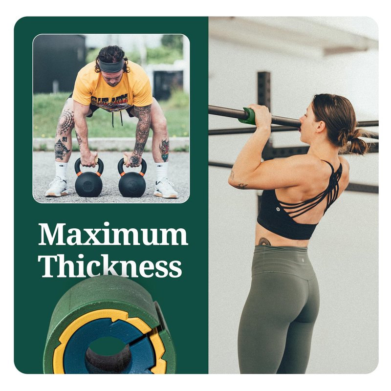 Tribus - Thick Grips for Dumbbells and Barbells, 2.05" & 2.44" Thick Dumbbell Grips for Men and Women, Extreme Arm & Forearm Builder Grip Strength, Barbell Grip for Weight Lifting