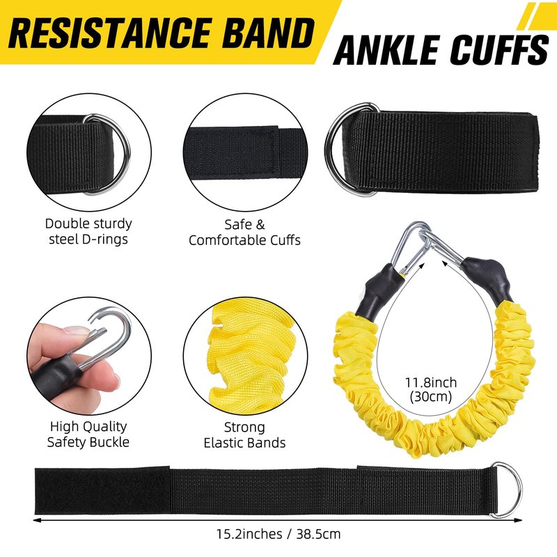 Ankle Resistance Bands with Cuffs Ankle Bands for Working Out Exercise Bands for Leg, Hip, Booty Training Ankle Straps with Exercise Bands for Butt Lift Women Men Great for Home Workouts and Fitness